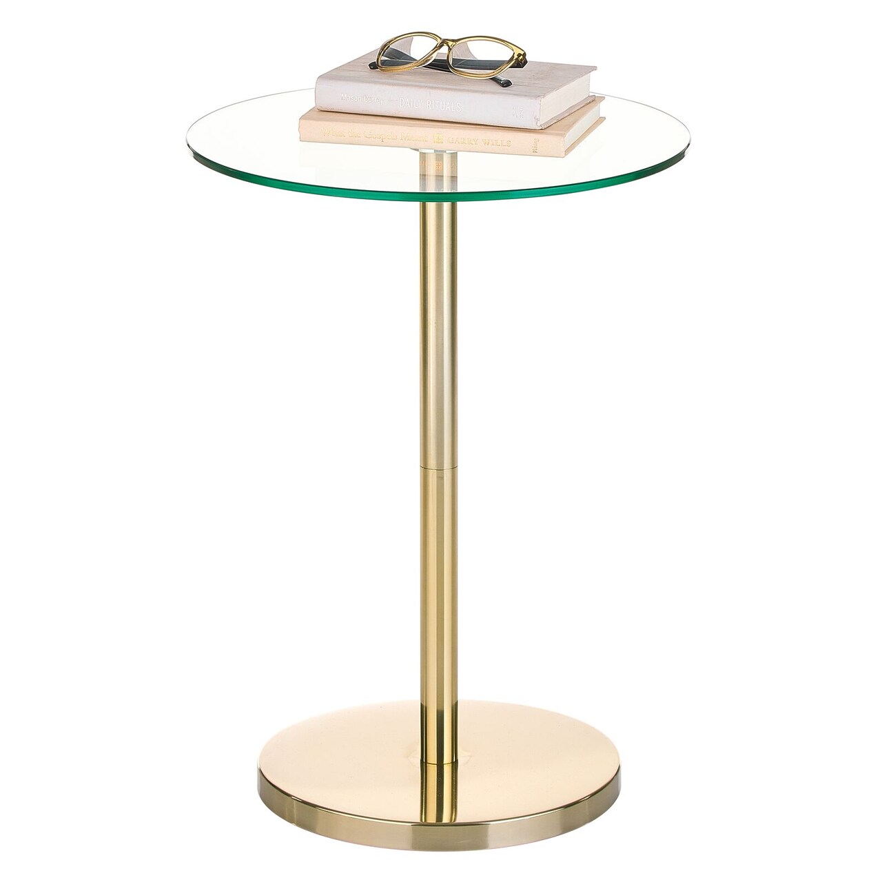 mDesign Metal/Glass Top Round Accent Side/End Drink Table Furniture